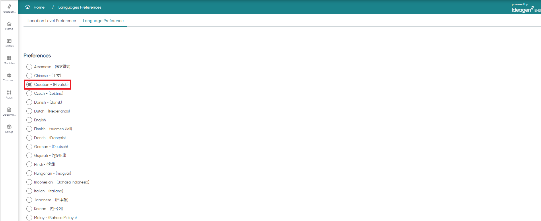 User Profile language preference